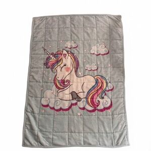 🦄Buzio 5Lbs Weighted Blanket Kids Minky Unicorn Print Sensory Calming